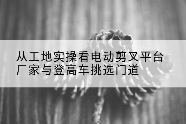平坝电动剪叉升降平台厂家-从工地实操看电动剪叉平台厂家与登高车挑选门道